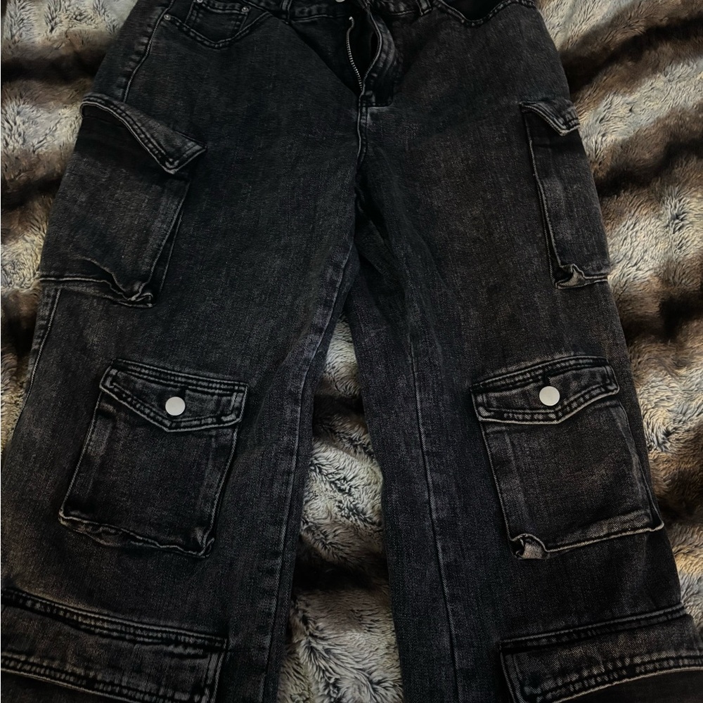 SHEIN Black Wide Leg Jeans